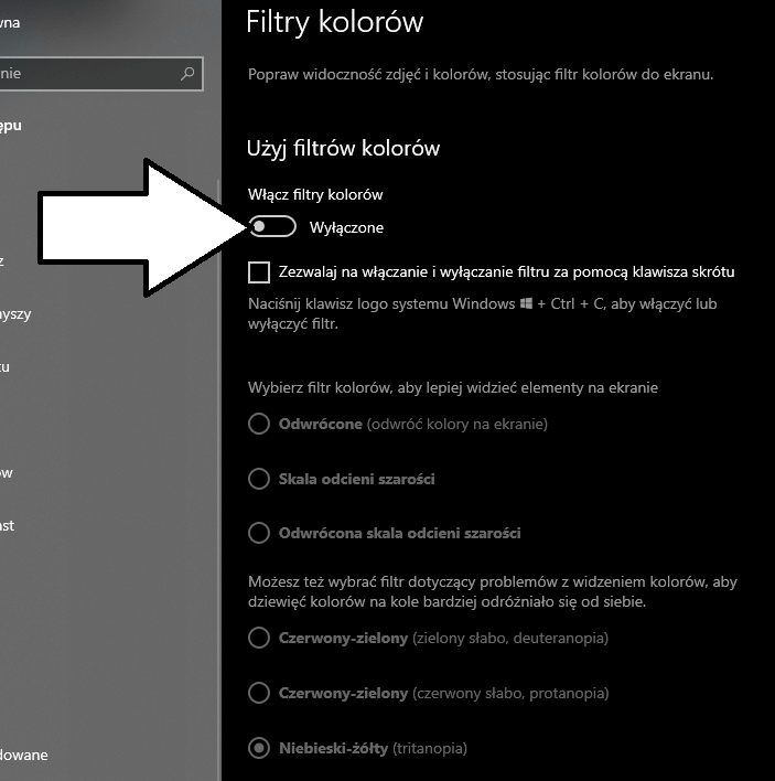 Jak włączyć tryb dla daltonistów Windows 10