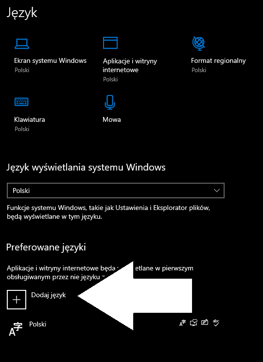 Jak dodać język klawiatury Windows 10