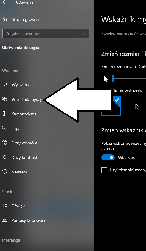 niestandardowy kolor kursora