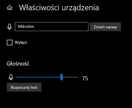 głośność mikrofonu