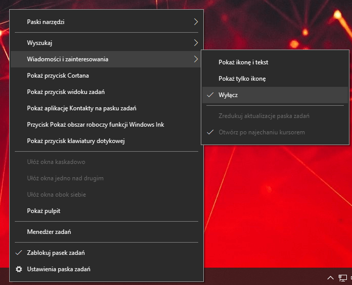 Jak wyłączyć pogodę windows 10
