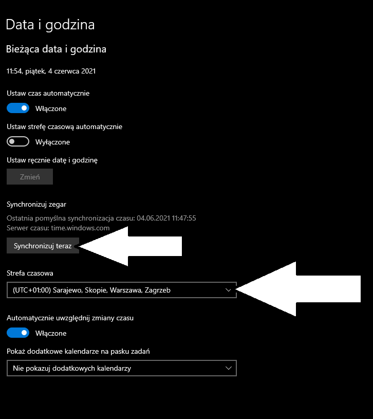 godzina windows 10