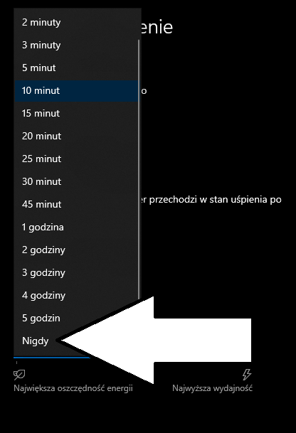wygaszanie ekranu windows 10