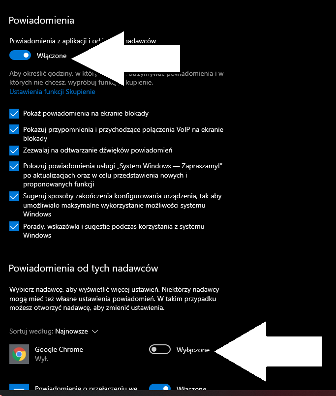 jak wyłączyć powiadomienia chrome