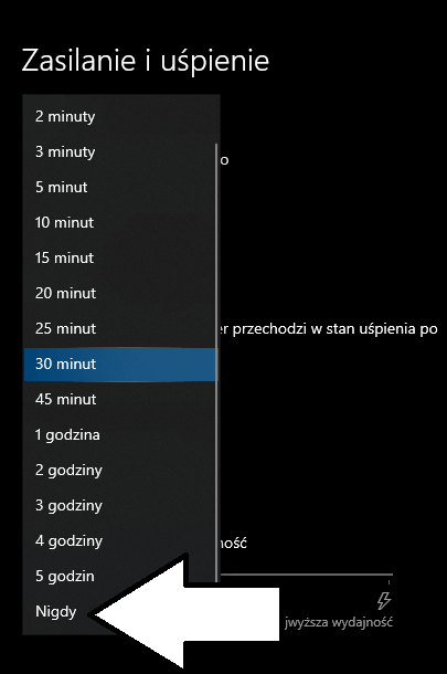 jak wyłączyć uśpienie komputera