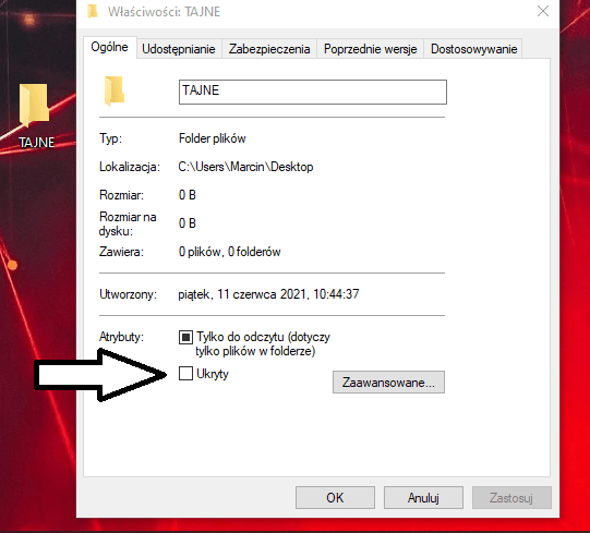 ukryty folder jak stworzyć